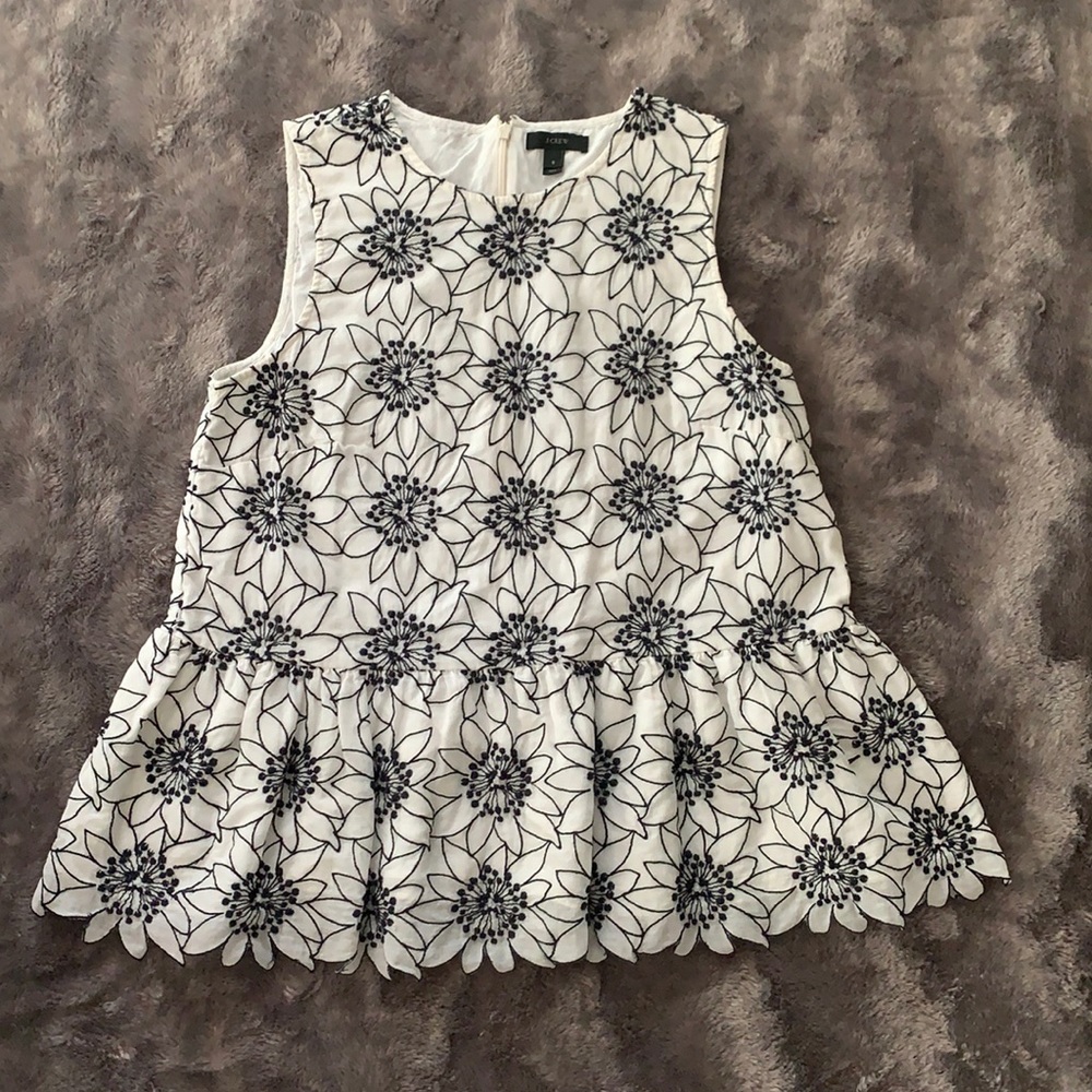 EUC JCrew floral embroidered top